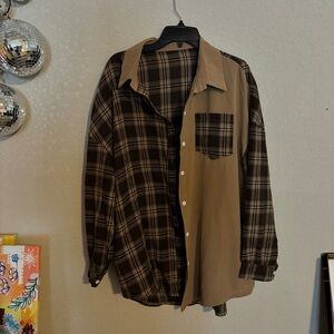 SHEIN dual flannel button down top